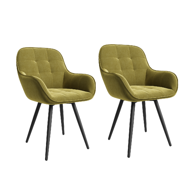 Комплект стульев Сильвер (2 шт), черный велюр желтый