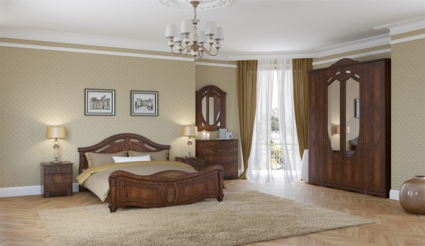 Спальный Гарнитур Александрина Орех Экко/Патина Золото